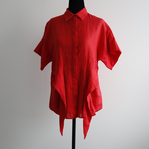 Lauren Ralph Lauren Veanna Tie Front Linen Shirt - Picture 2 of 10